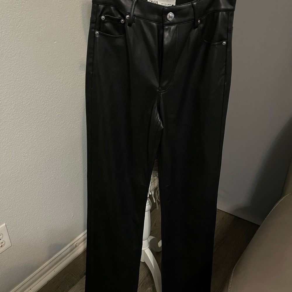 Zara pleather wide leg pants